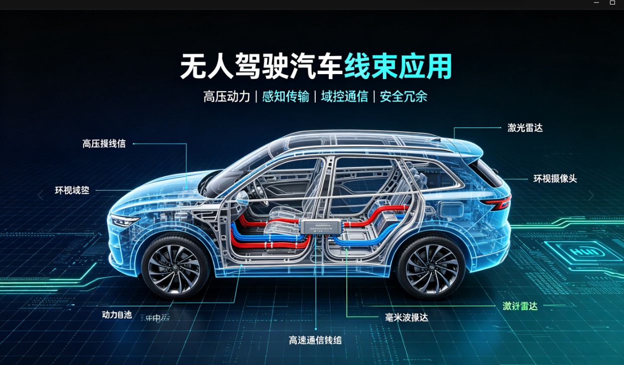 线束在无人驾驶汽车中的核心应用（结合三维线束设计 + 配套厂家推荐）